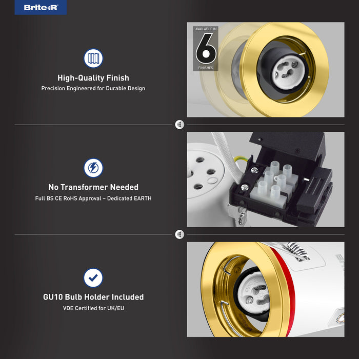 Brite-R FRFDL Fire Rated Fixed Downlight Gold - westbasedirect.com