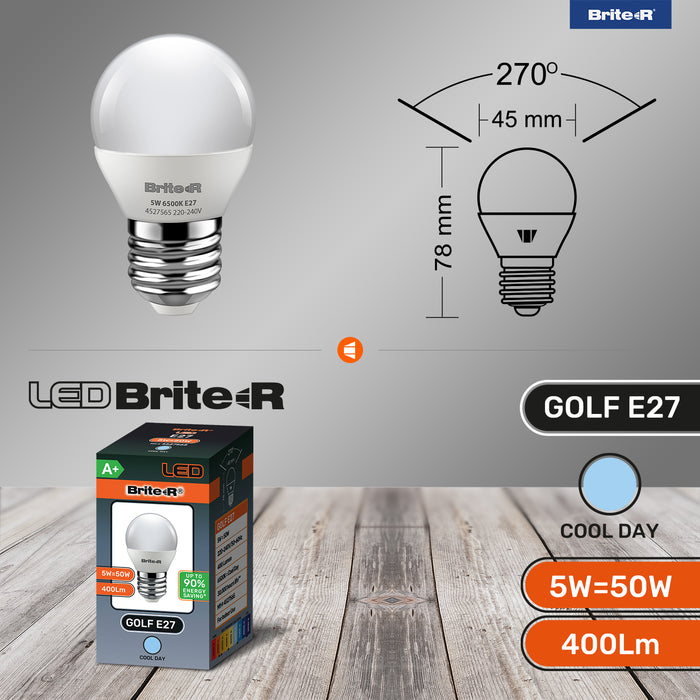 Brite-R 5W E27 ES Golf LED Bulb Cool White 6500K - westbasedirect.com