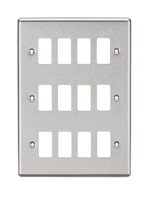 Knightsbridge GDCL12BC Rounded Edge 12G Grid Faceplate - Brushed Chrome - westbasedirect.com