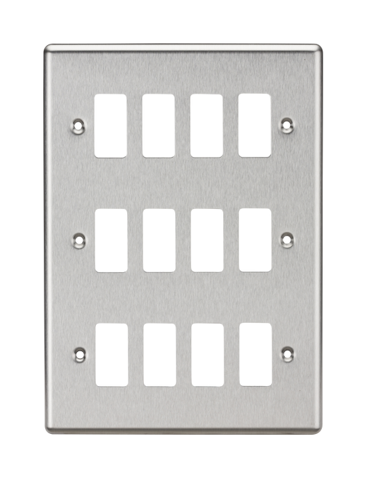Knightsbridge GDCL12BC Rounded Edge 12G Grid Faceplate - Brushed Chrome - westbasedirect.com
