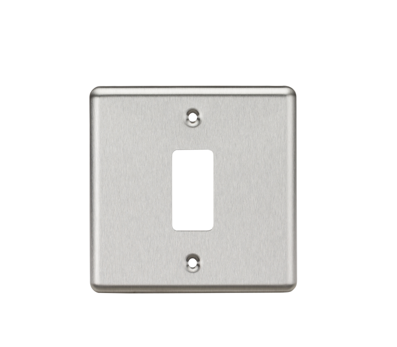 Knightsbridge GDCL1BC Rounded Edge 1G Grid Faceplate - Brushed Chrome - westbasedirect.com