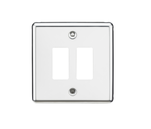 Knightsbridge GDCL2PC Rounded Edge 2G Grid Faceplate - Polished Chrome - westbasedirect.com