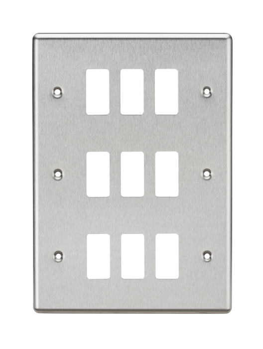 Knightsbridge GDCL9BC Rounded Edge 9G Grid Faceplate - Brushed Chrome - westbasedirect.com
