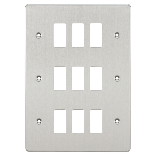 Knightsbridge GDFP009BC Flat Plate 9G Grid Faceplate - Brushed Chrome - westbasedirect.com
