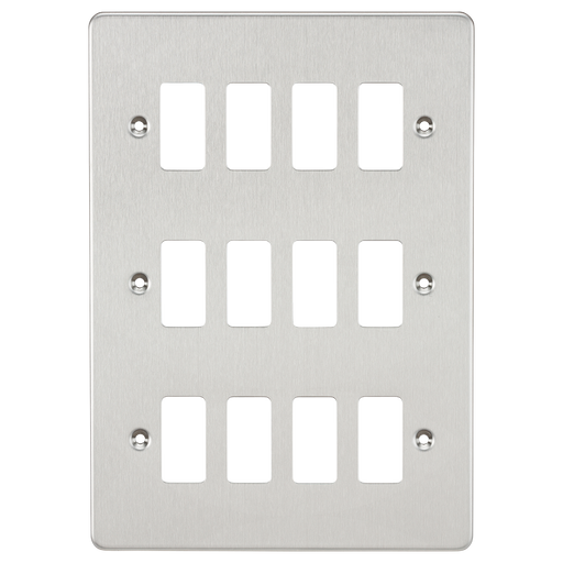 Knightsbridge GDFP012BC Flat Plate 12G Grid Faceplate - Brushed Chrome - westbasedirect.com