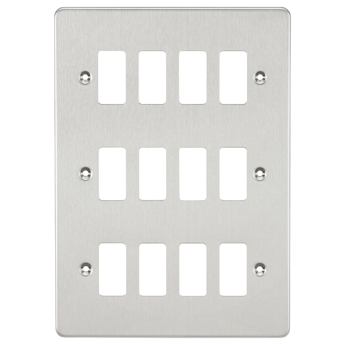 Knightsbridge GDFP012BC Flat Plate 12G Grid Faceplate - Brushed Chrome - westbasedirect.com