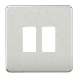 Knightsbridge GDSF002BC Screwless 2G Grid Faceplate - Brushed Chrome - westbasedirect.com