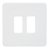 Knightsbridge GDSF002MW Screwless 2G Grid Faceplate - Matt White - westbasedirect.com