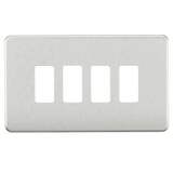 Knightsbridge GDSF004BC Screwless 4G Grid Faceplate - Brushed Chrome - westbasedirect.com