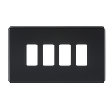 Knightsbridge GDSF004MB Screwless 4G Grid Faceplate - Matt Black - westbasedirect.com