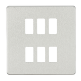 Knightsbridge GDSF006BC Screwless 6G Grid Faceplate - Brushed Chrome - westbasedirect.com