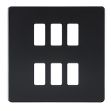 Knightsbridge GDSF006MB Screwless 6G Grid Faceplate - Matt Black - westbasedirect.com