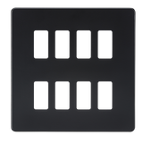 Knightsbridge GDSF008MB Screwless 8G Grid Faceplate - Matt Black - westbasedirect.com