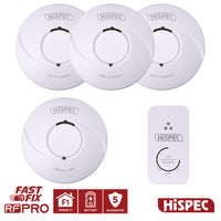 HiSPEC BATTERY Power Radio Frequency 3x Smoke, 1x Heat & 1x CO Detector RF10-PRO with 10Yr Sealed Lithium Battery
