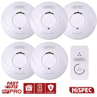 HiSPEC BATTERY Power Radio Frequency 4x Smoke, 1x Heat & 1x CO Detector RF10-PRO with 10Yr Sealed Lithium Battery