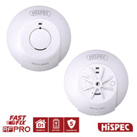 HiSPEC MAINS Power RADIO FREQUENCY 1x Smoke & 1x Heat Detector RF10-PRO with 10Yr Rechargeable Lithium Battery Backup