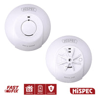 HiSPEC Mains Powered INTERCONNECTABLE Fast Fix 1x Smoke & 1x Heat Alarm with 9V Battery Back-Up