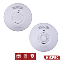 HiSPEC Mains Powered INTERCONNECTABLE 1x Smoke & 1x Heat Alarm with 9V Battery Back-Up