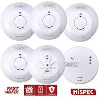 HiSPEC MAINS Power INTERCONNECTABLE 4x Smoke, 1x Heat & 1x CO Detector FF10 with 10Yr Rechargeable Lithium Battery Backup