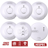 HiSPEC Mains Powered INTERCONNECTABLE Fast Fix 4x Smoke 1x Heat & 1x CO Alarm with 9V Battery Back-Up