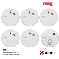 Kidde Firex 5x KF20LL Optical Smoke & 1x KF30LL Heat Alarm Kit Mains Powered with Long-Life 9V Lithium Battery Back-Up