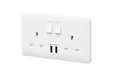 MK Base MB24344WHI White Moulded 13A 2G DP Switched Socket + 2xUSB 2.4A - westbasedirect.com