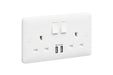 MK Base MB24345WHI White Moulded 13A 2G SP Switched Socket + 2xUSB 2.4A - westbasedirect.com