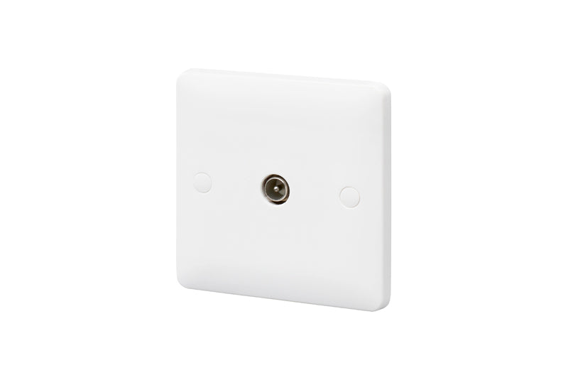 MK Base MB3520WHI White Moulded 1G Single TV Socket Outlet Male (Non-Isolated) - westbasedirect.com