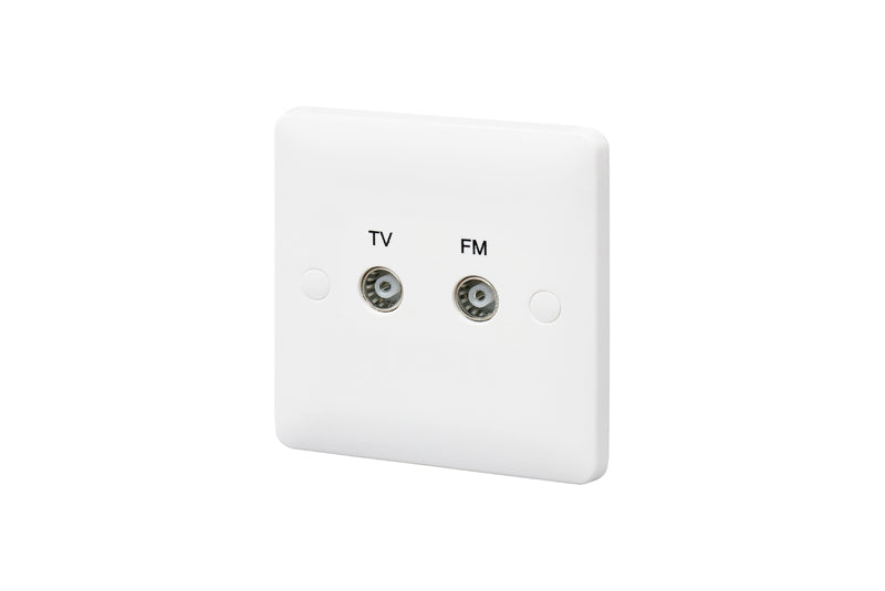MK Base MB3523WHI White Moulded 1G Twin TV/FM Diplexer Outlet (Isolated) - westbasedirect.com