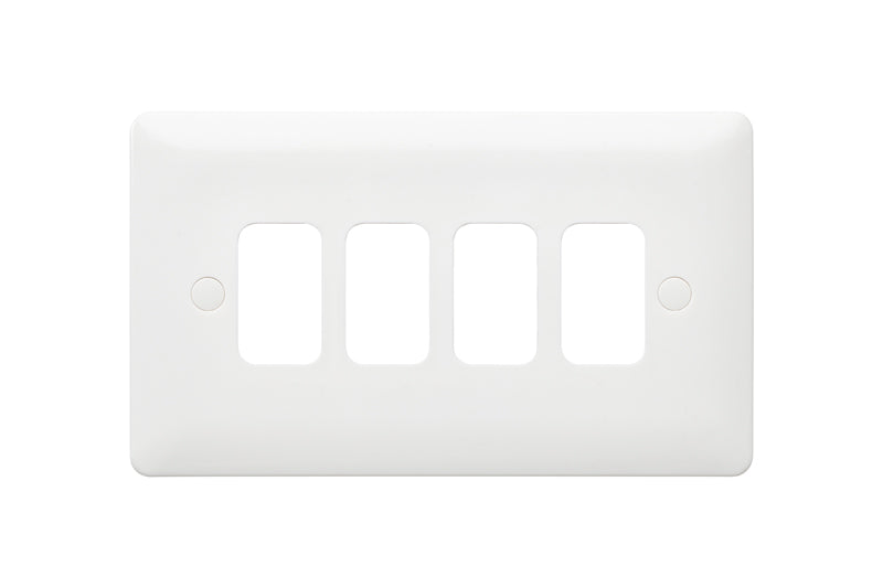MK Base MB3634WHI White Moulded 4G Grid Front Plate - westbasedirect.com