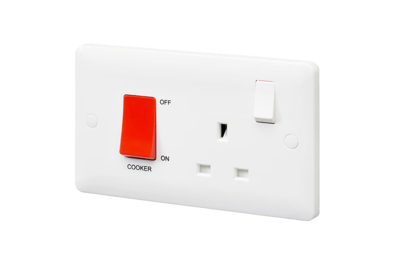 MK Base MB5060WHI White Moulded 45A DP Cooker Switch + 13A DP Switched Socket - westbasedirect.com