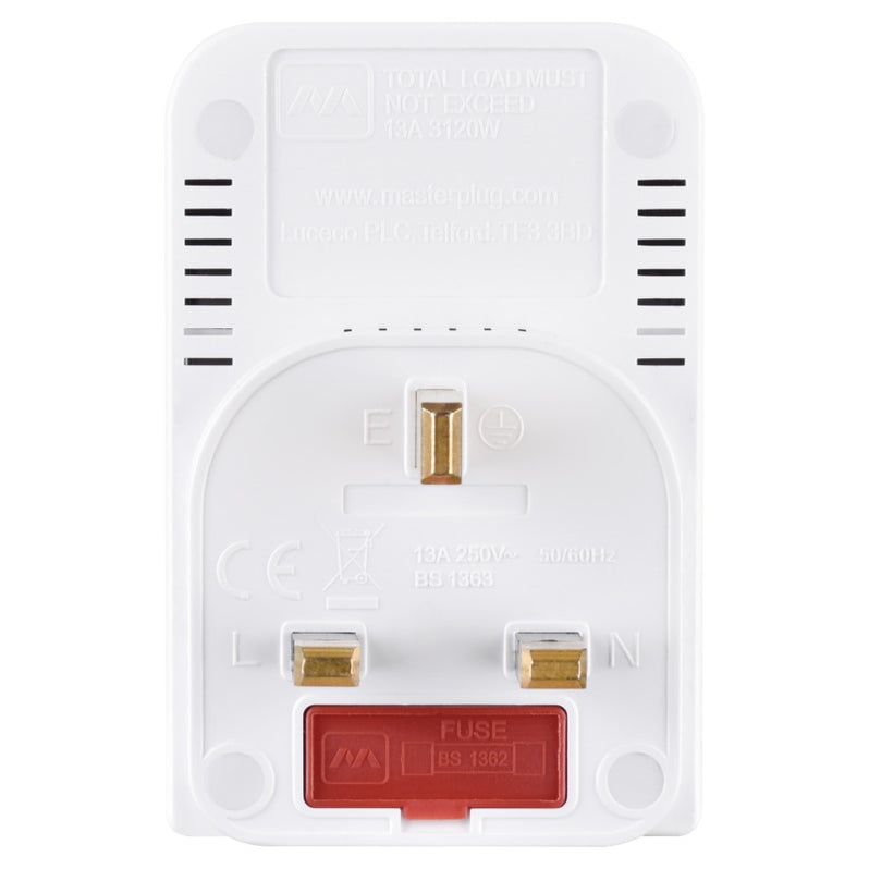 Masterplug MSWG3 3 Socket 13A Fused Switched Multi-Socket Adaptor ...