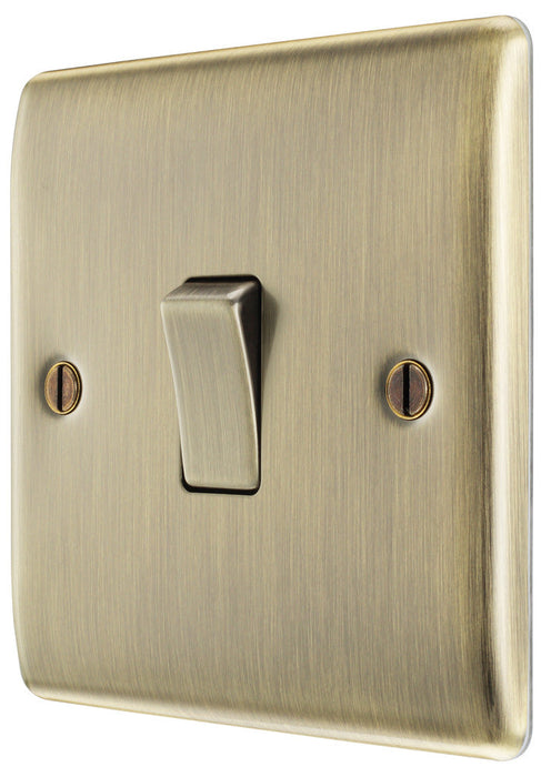 BG NAB12 Nexus Metal Single Light Switch 10A - Antique Brass (5 Pack) - westbasedirect.com