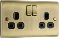 BG NAB22B Nexus Metal Double Socket 13A - Black Insert - Antique Brass