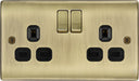 BG NAB22B Nexus Metal Double Socket 13A - Black Insert - Antique Brass - westbasedirect.com