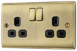 BG NAB22B Nexus Metal Double Socket 13A - Black Insert - Antique Brass - westbasedirect.com