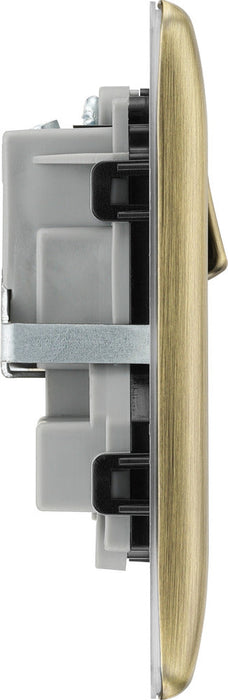 BG NAB22B Nexus Metal Double Socket 13A - Black Insert - Antique Brass (5 Pack) - westbasedirect.com