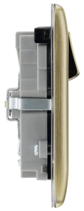 BG NAB22U3B Nexus Metal Double Socket + 2x USB /Black Insert - Antique Brass - westbasedirect.com
