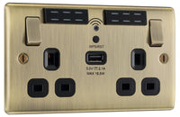 BG NAB22UWRB Nexus Metal Double Socket 13A + Wifi Extender +1x USB(2.1A) - Black Insert - Antique Brass
