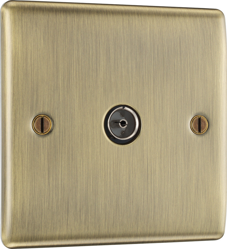 NAB60 Nexus Metal TV Aerial Socket Antique Brass