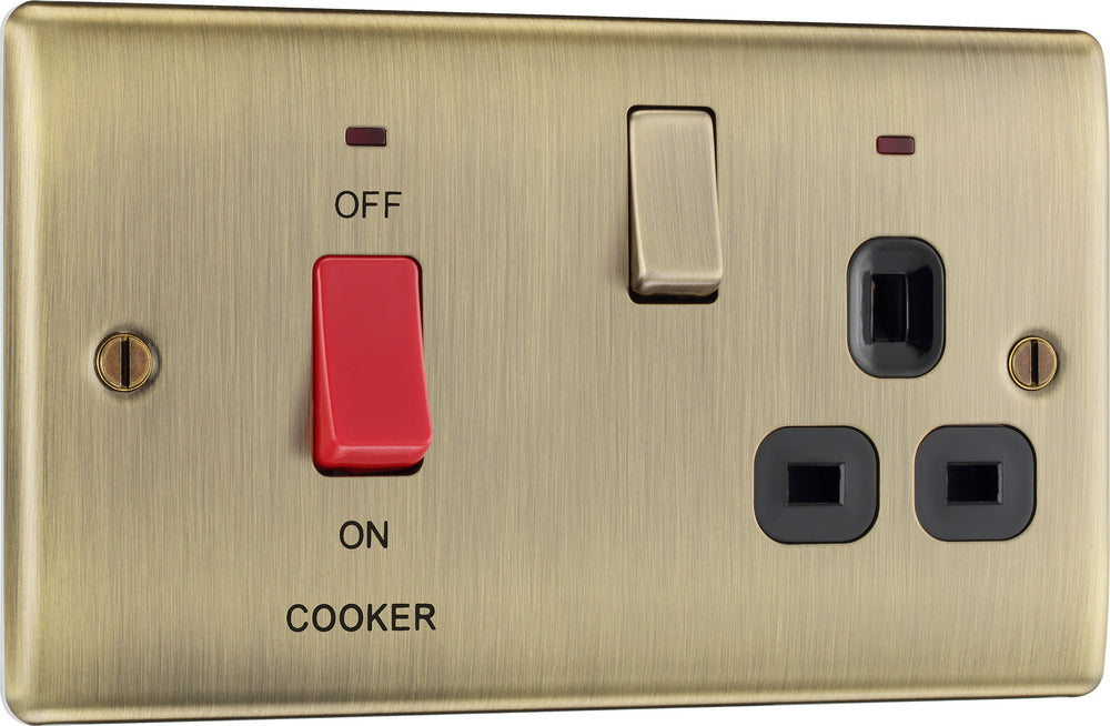 BG NAB70B Nexus Metal DP Cooker +Socket+Neon /Black - Antique Brass