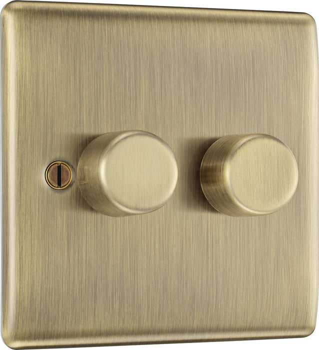 BG NAB82P Nexus Metal 2-Way Double Leading Edge Dimmer Push On/Off - Antique Brass - westbasedirect.com