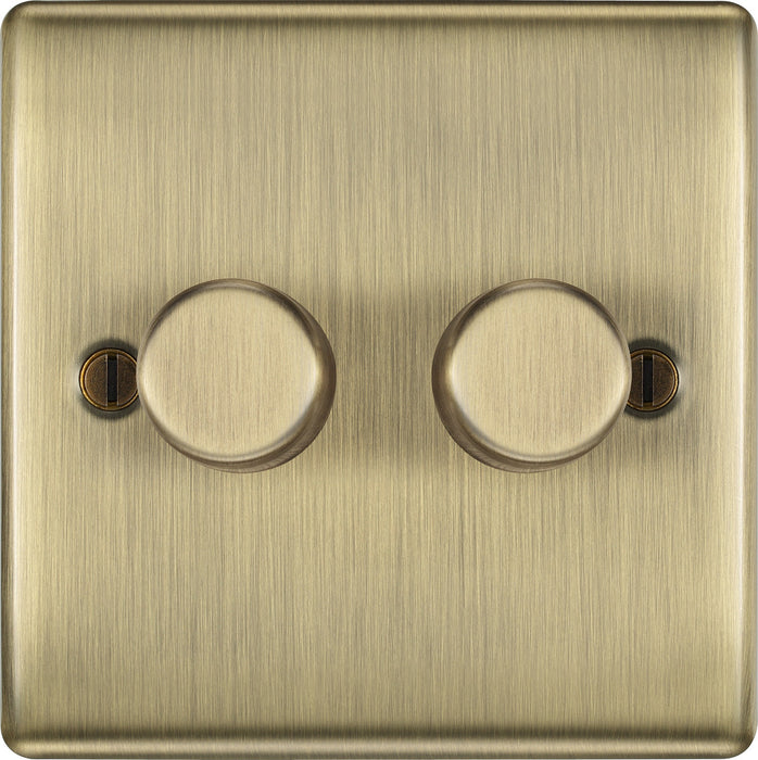 BG NAB82P Nexus Metal 2-Way Double Leading Edge Dimmer Push On/Off - Antique Brass - westbasedirect.com