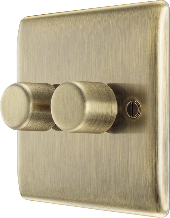 BG NAB82P Nexus Metal 2-Way Double Leading Edge Dimmer Push On/Off - Antique Brass - westbasedirect.com