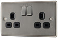 BG NBI22B Nexus Metal Double Socket 13A - Black Insert - Brushed Iridium - westbasedirect.com