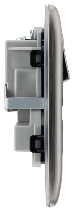 BG NBI22B Nexus Metal Double Socket 13A - Black Insert - Brushed Iridium - westbasedirect.com