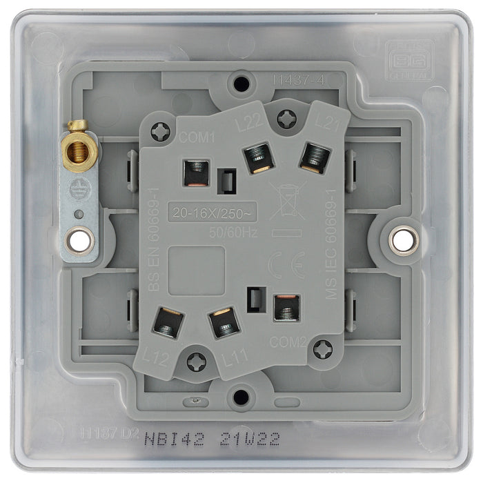 BG NBI42 Nexus Metal Double Light Switch 10A - Brushed Iridium - westbasedirect.com