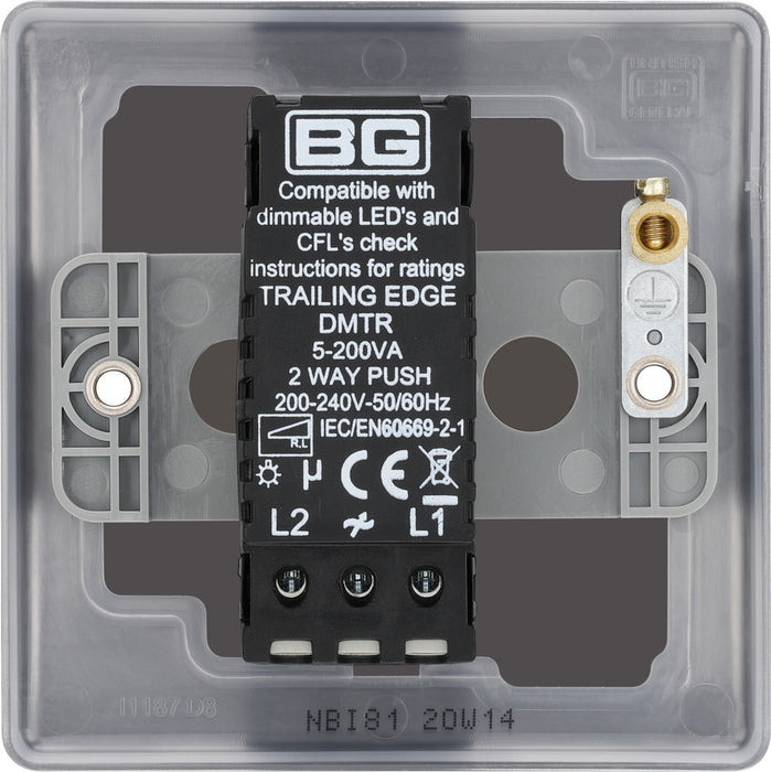 BG NBI81P Nexus Metal 2-Way Single Leading Edge Dimmer Push On/Off - Brushed Iridium - westbasedirect.com