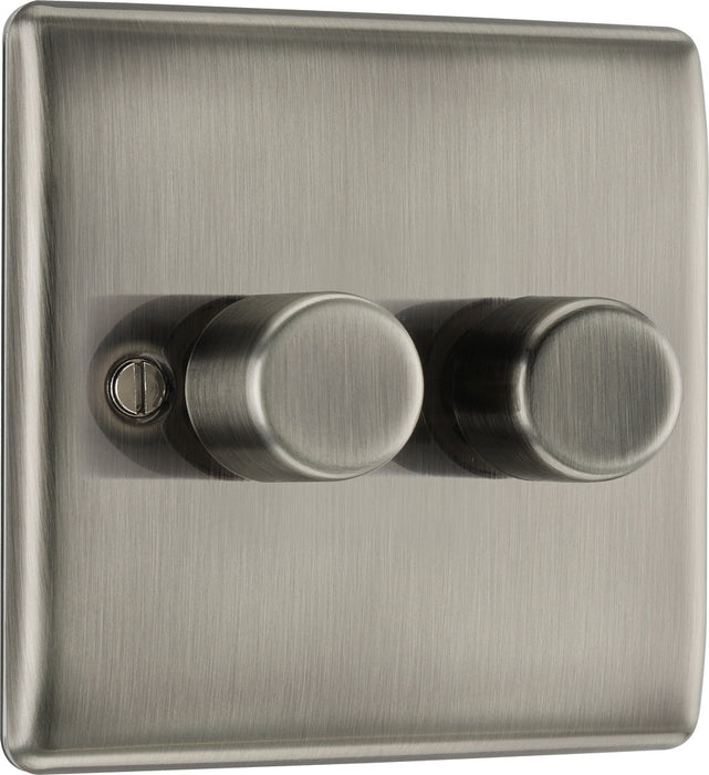 BG NBI82P Nexus Metal 2-Way Double Leading Edge Dimmer Push On/Off - Brushed Iridium - westbasedirect.com