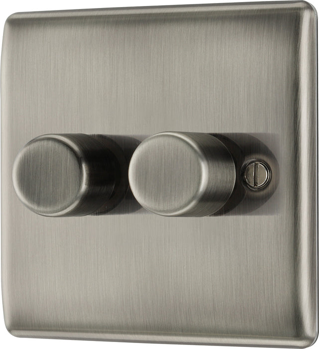 BG NBI82P Nexus Metal 2-Way Double Leading Edge Dimmer Push On/Off - Brushed Iridium - westbasedirect.com